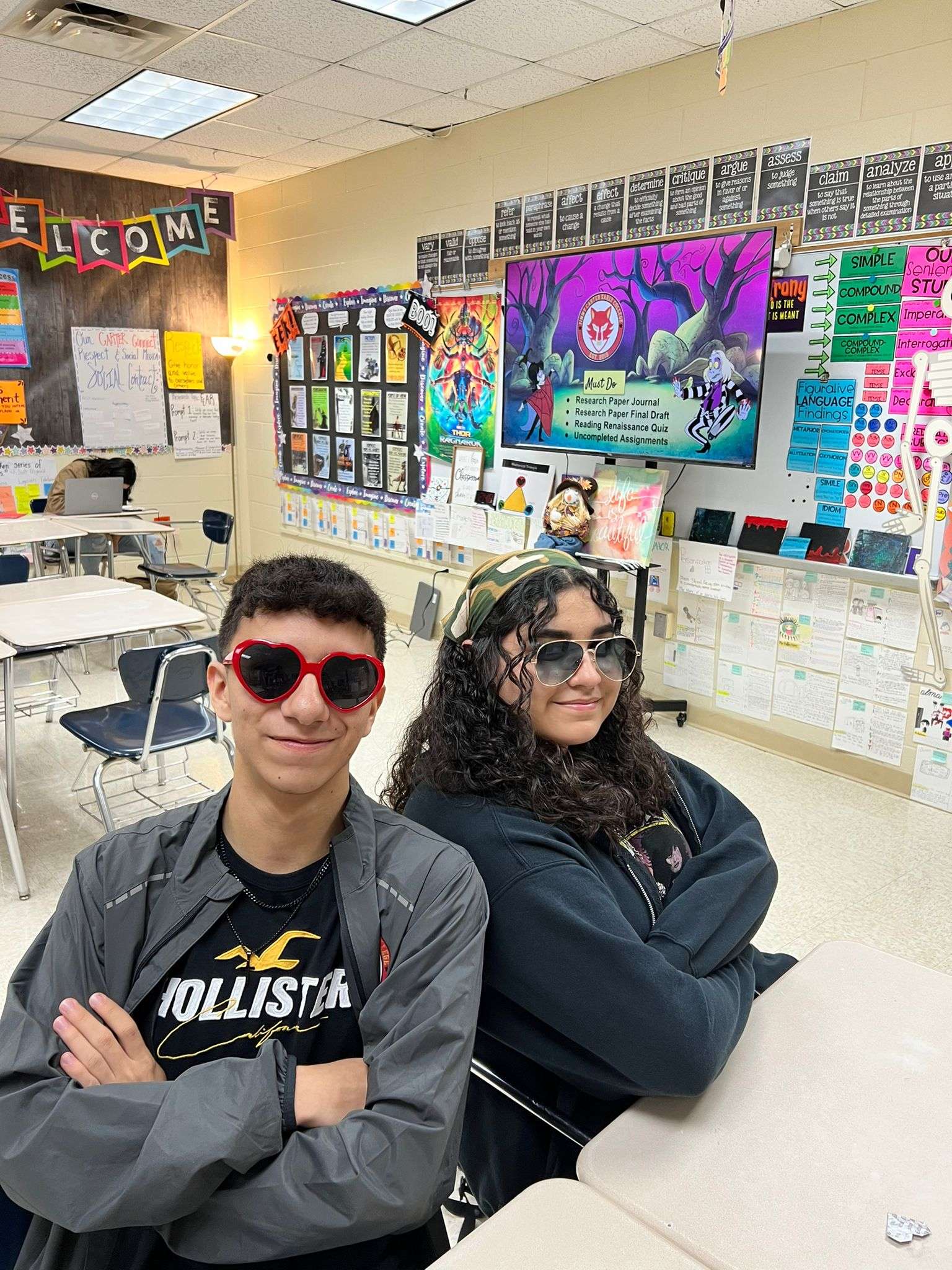 Students wearing glasses.